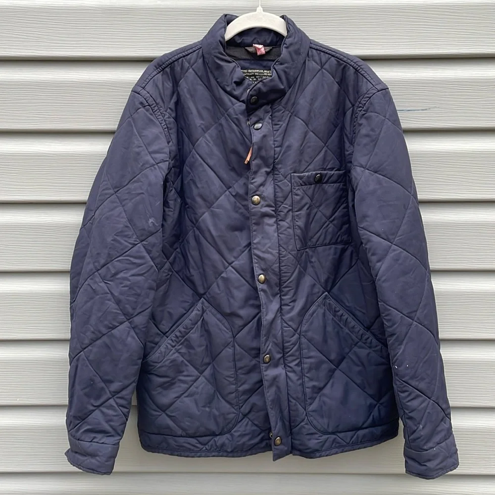 J. Crew Navy Blue Quilted Snap-Button Jacket